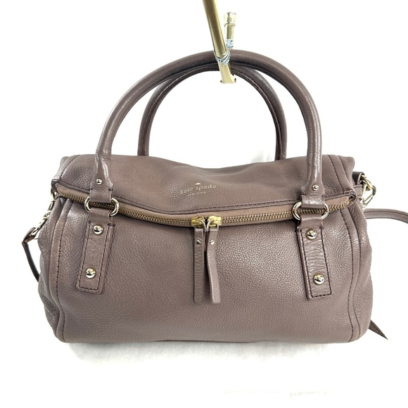 Kate Spade Taupe Pebbled Leather Medium Magnetic Flap Crossbody Bag Purse Brass - Picture 4 of 14